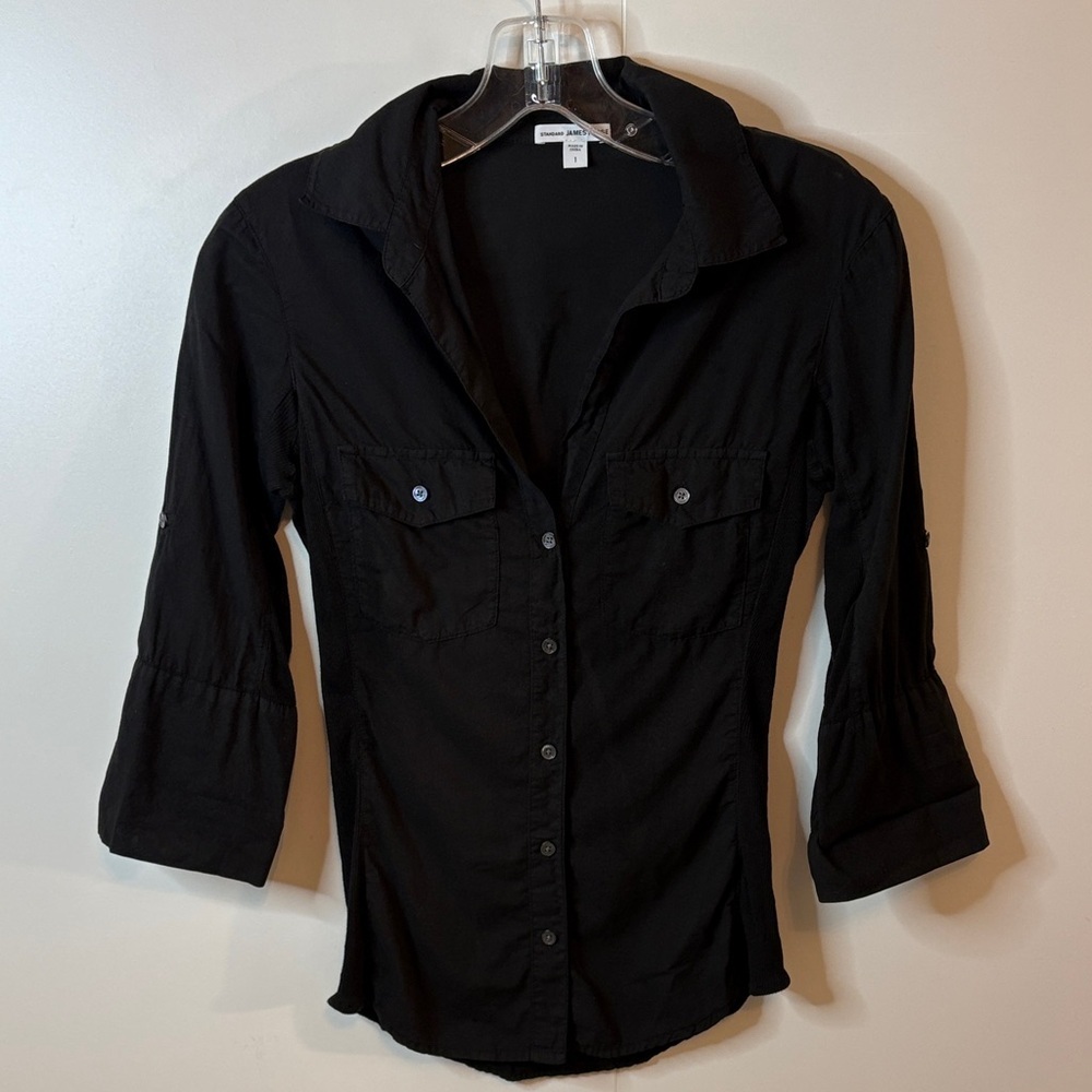 James Perse Black Button-Down Shirt